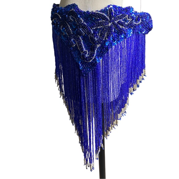 Women Belly Dance Clothing Accessories Teardrop Paillettes Fringe Wrap Sequins - Picture 4 of 11